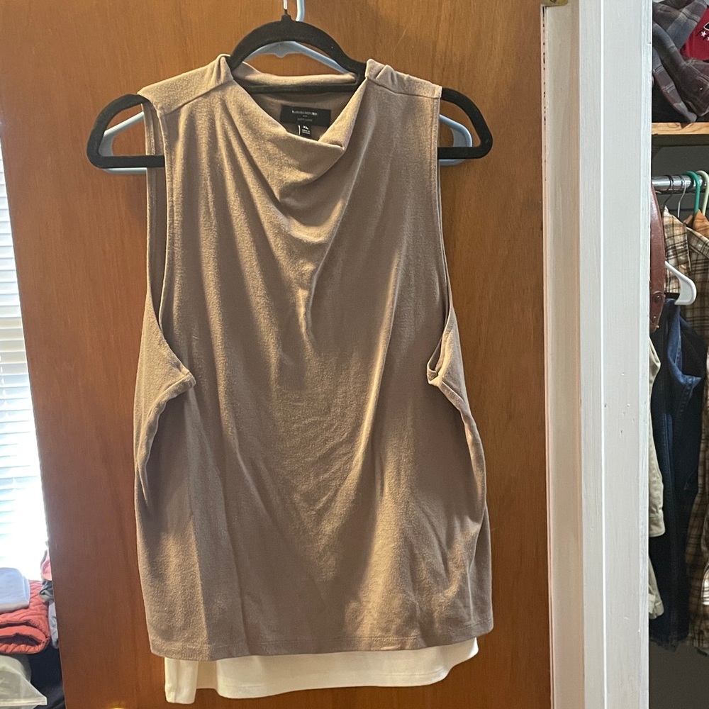 Banana Republic Taupe Sleeveless Mock Neck